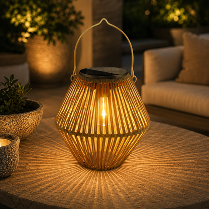 Solar Rattan Outdoor Lantern