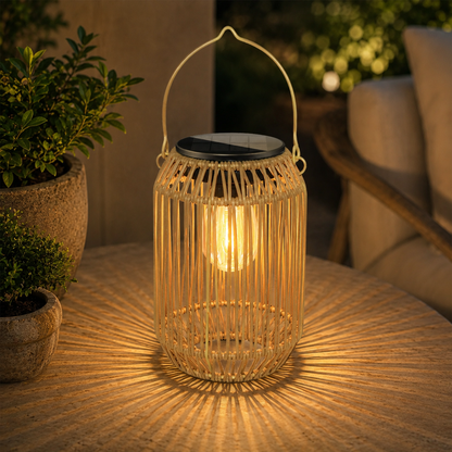 Solar Rattan Outdoor Lantern