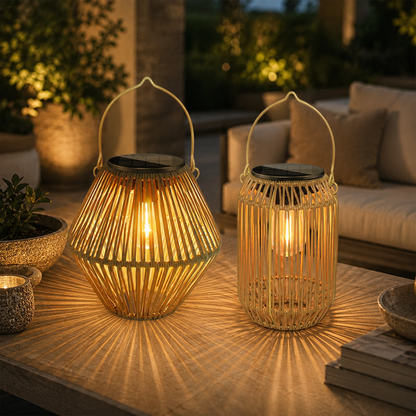 Solar Rattan Outdoor Lantern
